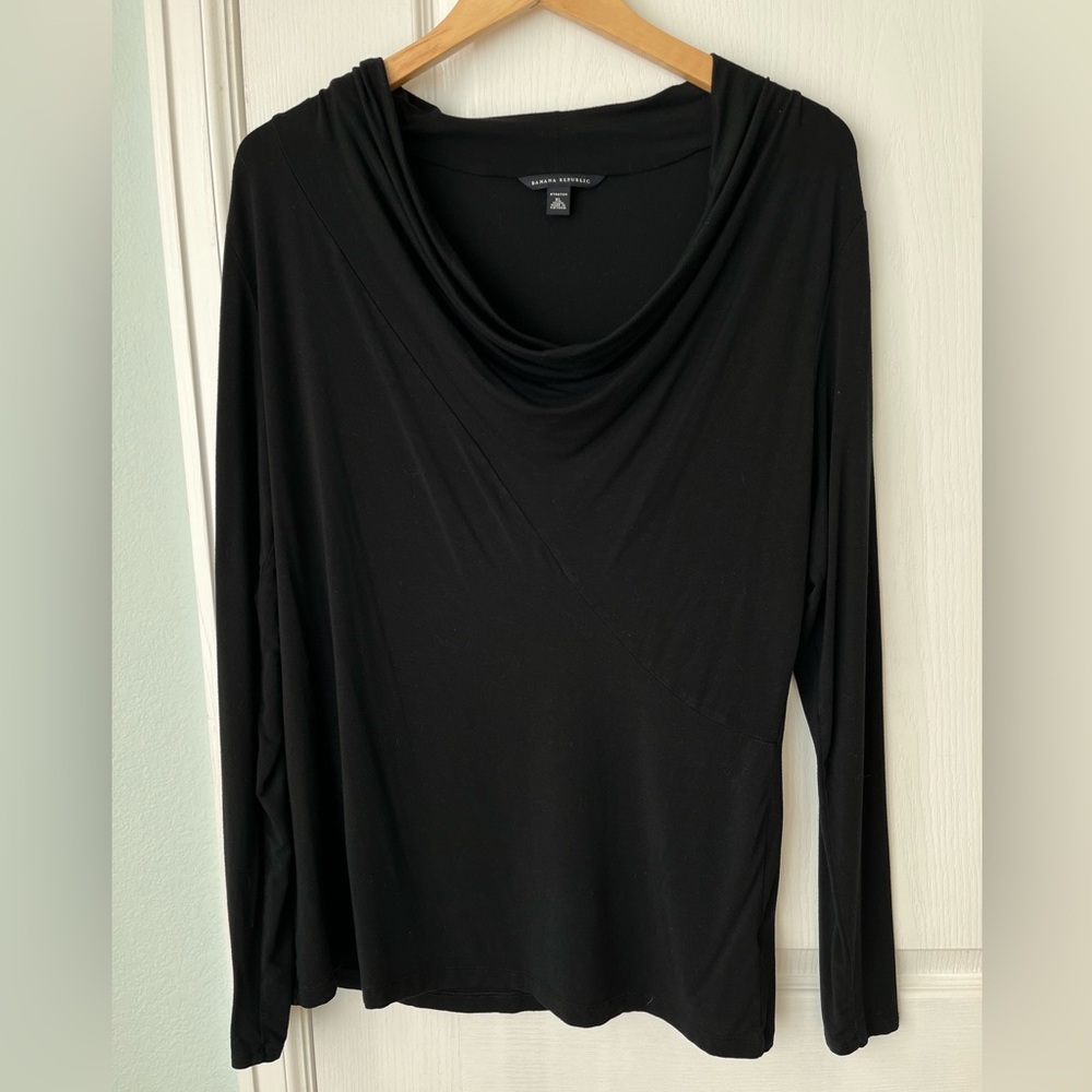 Banana Republic XL Black Drape Neck Blouse